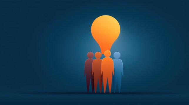 Group of Diverse Silhouettes with a Bright Thought Bubble Representing Ideas and Collaboration in a Creative Conceptual Setting - Powered by Adobe