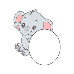 Cute elephant coloring book, mega set coloring book animal with cute kawaii elephant,