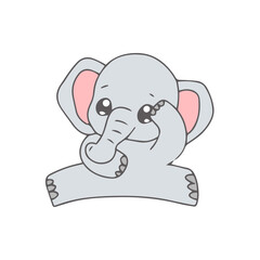 Cute elephant coloring book, mega set coloring book animal with cute kawaii elephant,