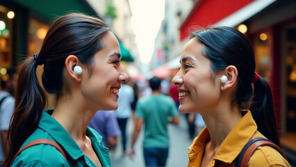 Wearable Translator Earbuds Conversation