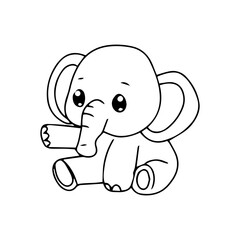 Kawaii Variant activity baby elepehant cartoon design. cocloring book, education presschool. vector illustration