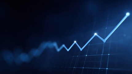 Abstract digital growth graph with light effects representing financial success, data analysis, and technology in a modern blue ambiance