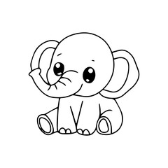 Kawaii Variant activity baby elepehant cartoon design. cocloring book, education presschool. vector illustration