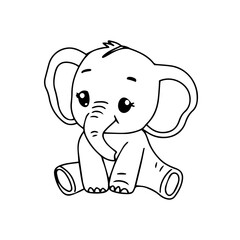 Kawaii Variant activity baby elepehant cartoon design. cocloring book, education presschool. vector illustration