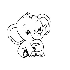 Kawaii Variant activity baby elepehant cartoon design. cocloring book, education presschool. vector illustration