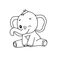 Kawaii Variant activity baby elepehant cartoon design. cocloring book, education presschool. vector illustration