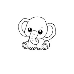 kawaii baby elephant cartoon. coloring book elephant. banner blank