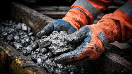 Obraz premium Skilled technician carefully handling molten aluminum with protective gloves demonstrating the tilt pouring technique for intricate mold filling.