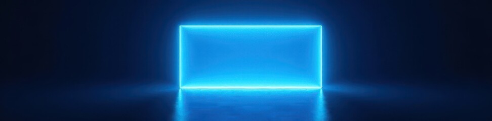 Glowing blue rectangle, light rays burst outwards Dark backdrop , electric, background