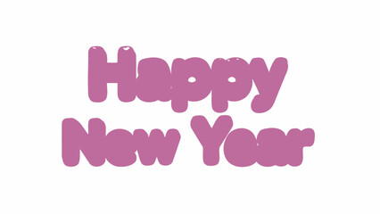 Pink Glossy Happy New Year Balloon Lettering - 3D Vector Illustration