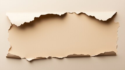 Fototapeta premium torn piece of paper revealing a beige background, showcasing a textured edge that adds a creative touch to the design.