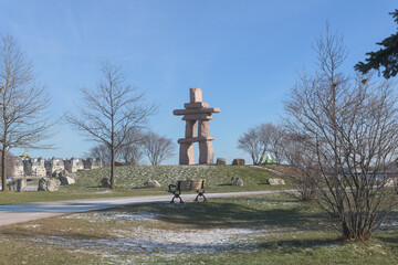 Naklejka premium view of The Toronto Inukshuk Park located near Coronation Park, 789 Lake Shore Blvd W