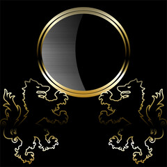 luxury gold heraldic wolf  banner crystal effect in vector format