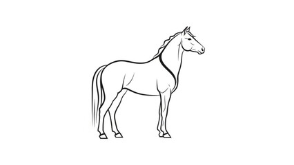 Fototapeta premium Elegant horse illustration a detailed line drawing of a standing stallion with a flowing mane perfect for equestrian art and design