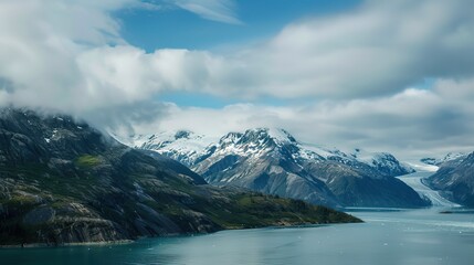 Obraz premium A Dynamic UNESCO World Heritage Site of Tidewater Glaciers, Fjords, and Abundant Alaskan Wildlife