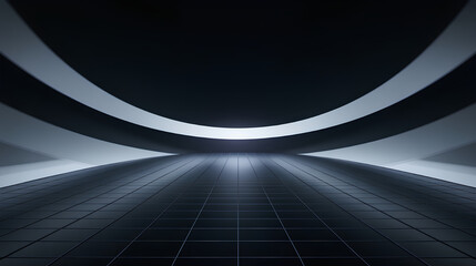 Sweeping Futuristic Corridor with Curved Arcs