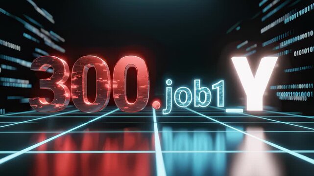 300 Job1 Render in Digital Matrix Code Tunnel Background Effect