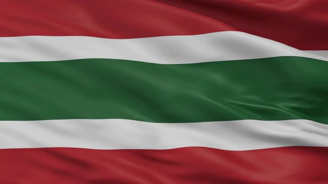 Seamlessly looping abstract motion graphic of horizontal red white and green stripes flowing like liquid fabric, ideal for modern technology backgrounds movement, future, stream