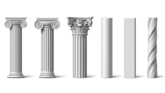 Set of classical and modern column designs in white
