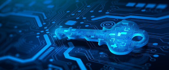 Security or Private Key protecting data personal information. Privacy Data protection and Inter Security Concept. 3D illustration.