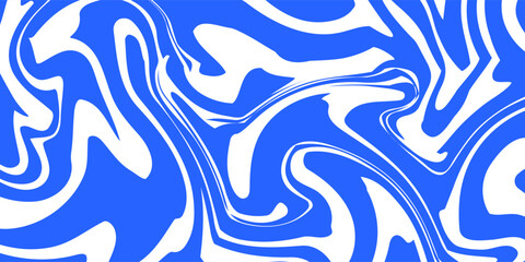 Blue wavy lines abstract background. Trendy psychedelic retro style backdrop. Waves, swirl and twirl pattern. Twisted distorted vector texture. Y2k aesthetic design