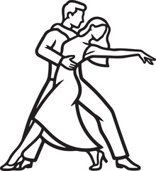 Romantic Dancing Couple Bold Line Silhouette Symbol for Love and Event Design