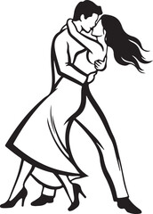 Romantic Dancing Couple Bold Line Silhouette Symbol for Love and Event Design
