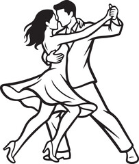 Romantic Dancing Couple Bold Line Silhouette Symbol for Love and Event Design