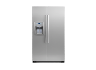 open refrigerator isolated on white background