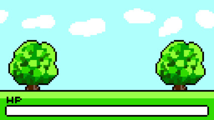 Pixel Art Game Background with HP Bar