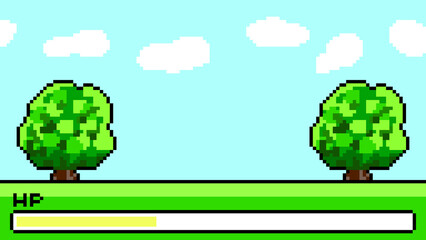 Pixel Art Game Background with HP Bar
