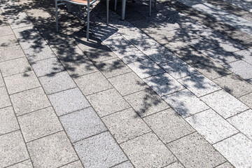 石畳と木の葉の影