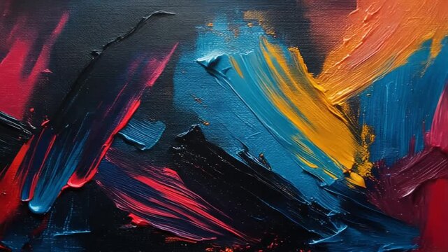 Vibrant Abstract Expressionist Painting with Bold Brushstrokes in Rich Colors