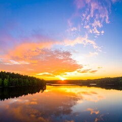 Obraz premium Serene sunset over a lake (3)