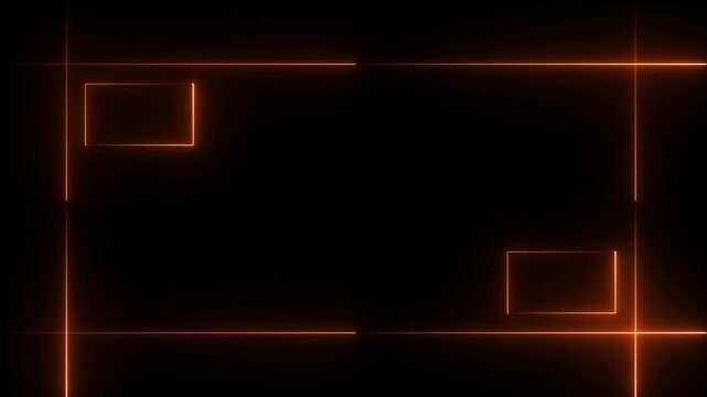 Rectangular neon effect animation. Neon flame gradually appearing in a rectangle frame. Abstract neon line picture frame background neon glowing laser lines abstract background animation, 4k animation