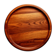 Beautiful wooden plate with grain pattern on white background