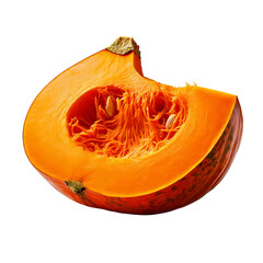 Fresh pumpkin slice with seeds and flesh