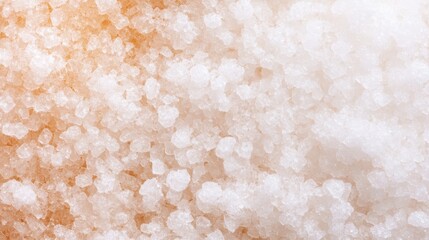 Abstract white orange background with sparkling ice fragments crystal shards and frozen particles.