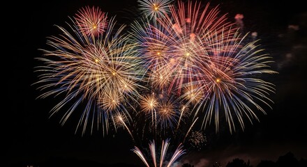 Obraz premium Colorful fireworks against a dark sky, celebrating a special occasion.