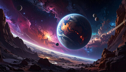 宇宙　惑星　生成AI　背景　