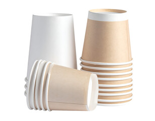Obraz premium Stack of paper cups isolated on transparent background