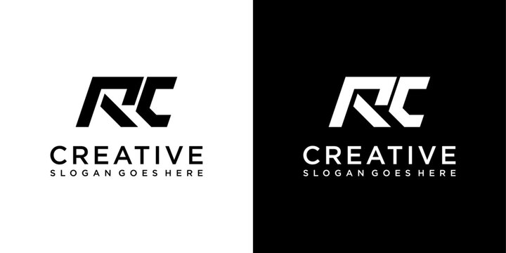 RC or CR initial letter logo design vector