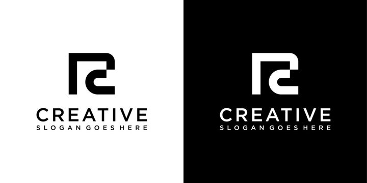 RC or CR initial letter logo design vector
