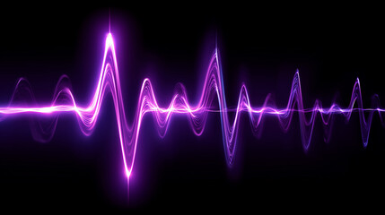 Neon pulse lines moving rhythmically, heartbeat energy visualization, techno music concept