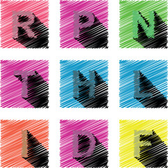 alphabet colorful sketch kid style pack collection in vector format