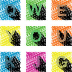 alphabet colorful sketch pack in vector format