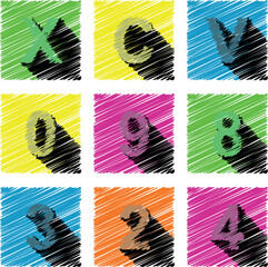 alphabet colorful sketch kid style pack collection in vector format