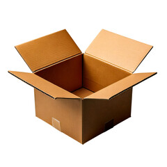 Open cardboard box on a black background, ready for shipping or storage