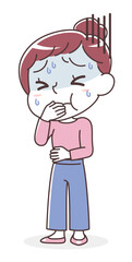 吐き気を感じて苦しむ女性（嘔吐・体調不良・つわり）