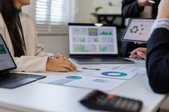 ESG environment social governance investment business. ethical and responsible business concept. Business group meeting plan to green business investment strategy for sustainable.

